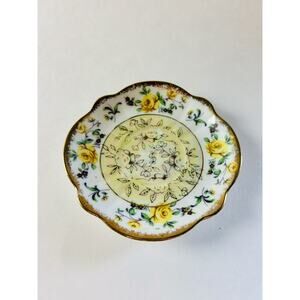 Vintage Napco Japanese Iridescent Footed Yellow‎ Rose Tea Saucer #1DD240